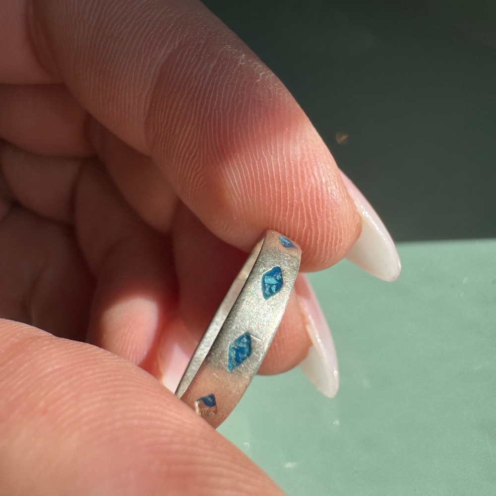 MEXICO Sterling Silver Turquoise Inlay Ring Size 6.5 1.3g - Picture 7 of 12